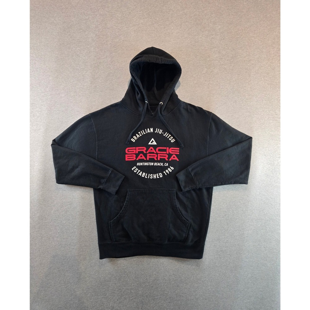 Gracie Barra Hoodie Men Large Black Brazilian Jiu-Jitsu BJJ Huntington Beach CA
